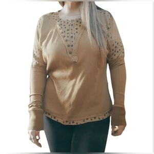 FREE PEOPLE| floral thermal waffle knit sweater